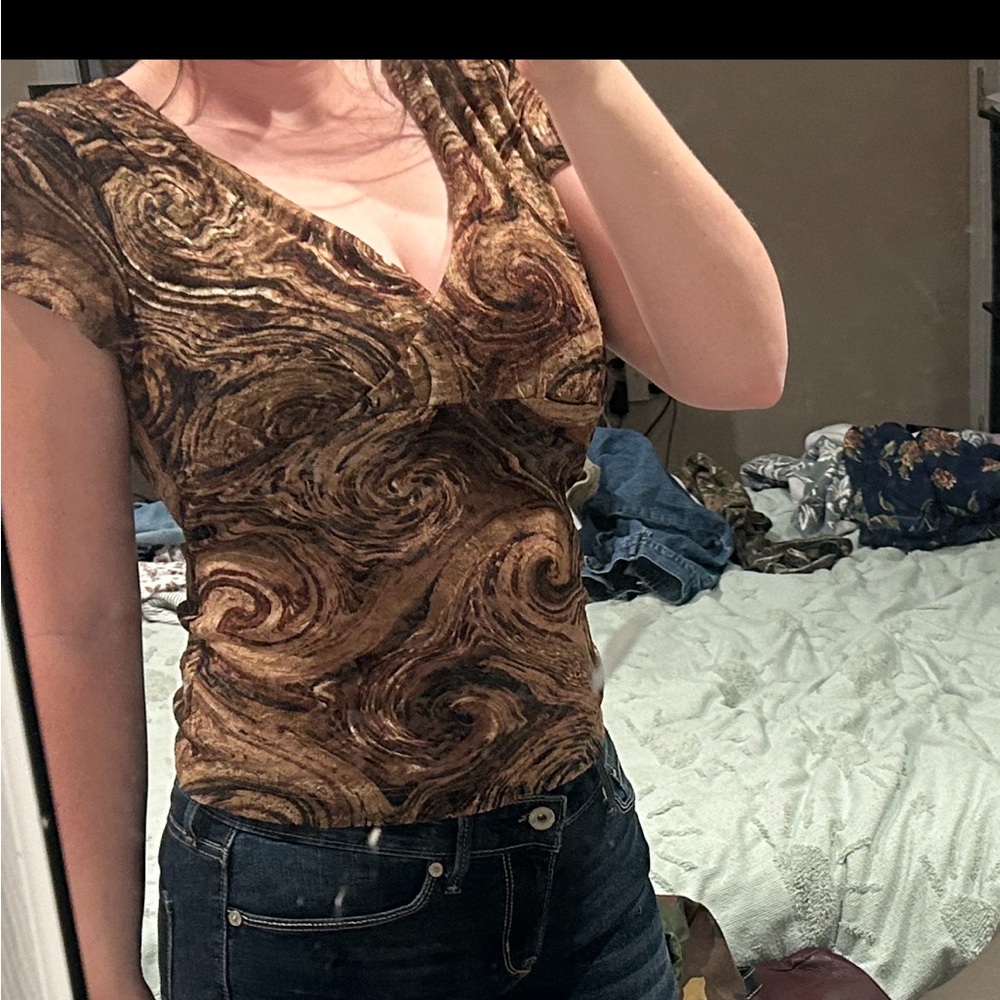 Vintage Y2K mesh swirl blouse La Belle - Picture 4 of 4